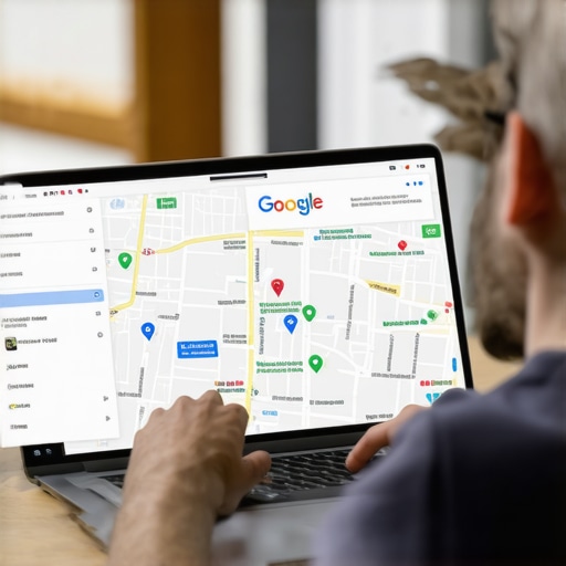 Person reviewing local SEO metrics and Google Maps rankings on laptop