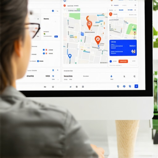 Person analyzing local SEO metrics and Google Maps rankings on a computer
