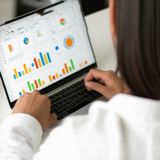 Person working on local SEO analytics on a laptop with charts and graphs