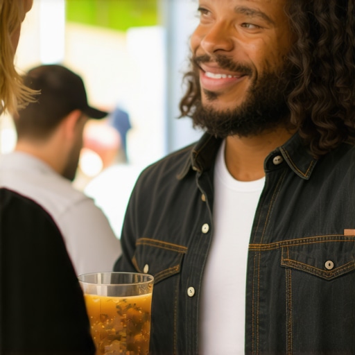 Business owner participating in local community event, showcasing authentic involvement