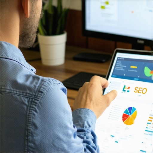 Marketing professional analyzing local SEO data and charts.
