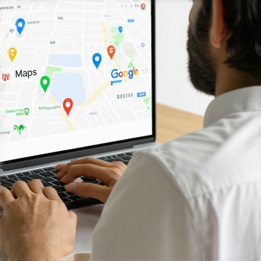 Deepening Local SEO Strategies Person analyzing Google Maps SEO strategies on a laptop
