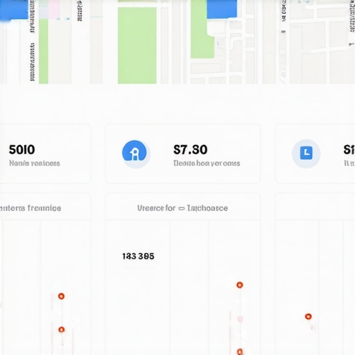 A digital dashboard displaying live Google Maps ranking data and local SEO metrics