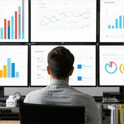 AI-Driven Local SEO Analysis A digital marketing expert analyzing local SEO metrics with AI tools and data visualizations.