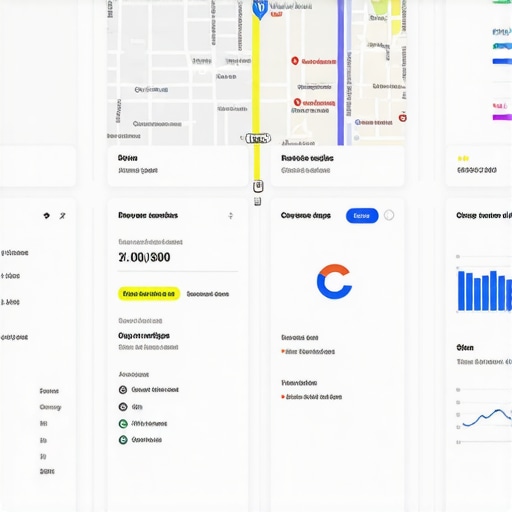 Futuristic dashboard with analytics for Google Maps rankings and reviews