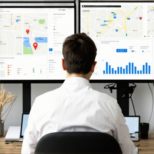 SEO expert reviewing local SEO performance on digital dashboard.