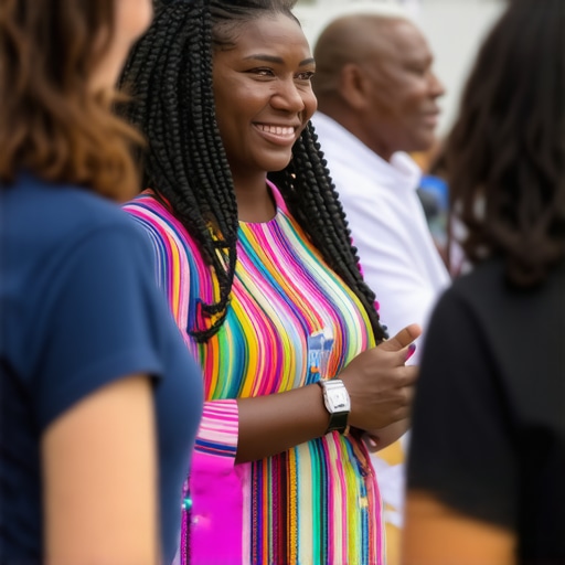 Business owners and residents interacting at a lively community event