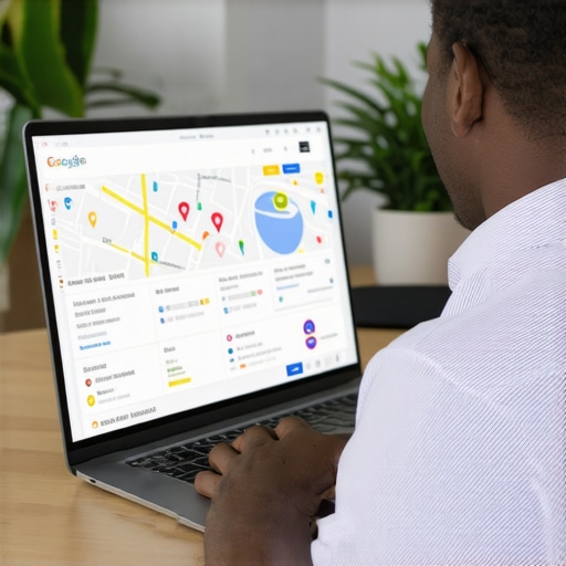 SEO professional reviewing Google Maps ranking data on a laptop.