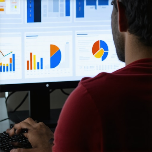 SEO specialist reviewing Google My Business analytics on a monitor