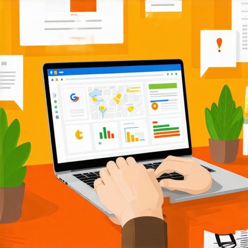 Person analyzing Google Maps ranking metrics with SEO software on laptop