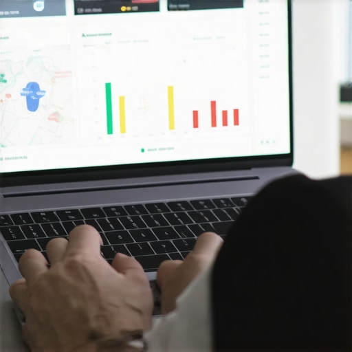 Person analyzing local SEO data and Google Maps rankings on a computer