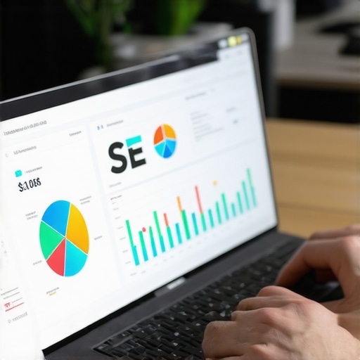 Expert analyzing GMB performance data with SEO tools Person using SEO software on a laptop to optimize Google My Business profile