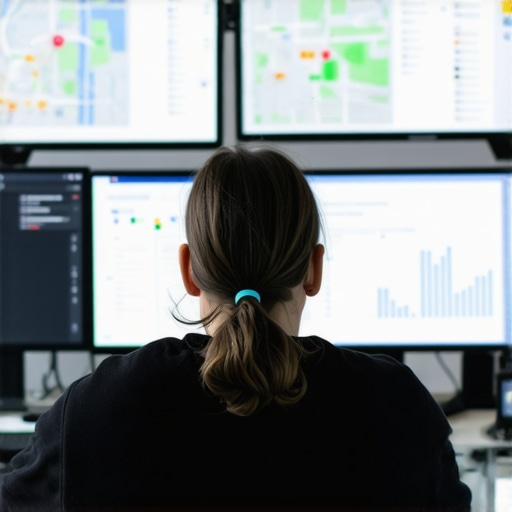 Person analyzing SEO data on multiple screens for Google Maps ranking