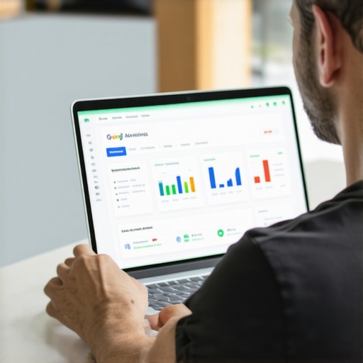 Business owner optimizing GMB profile on laptop