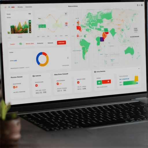 Laptop screen showing local SEO and map ranking metrics.