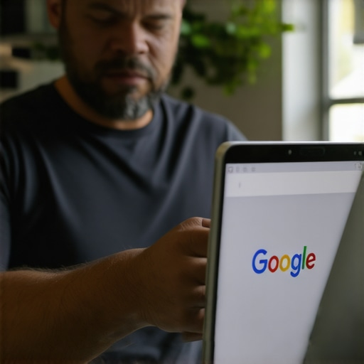 Business owner working on Google My Business optimization with digital devices