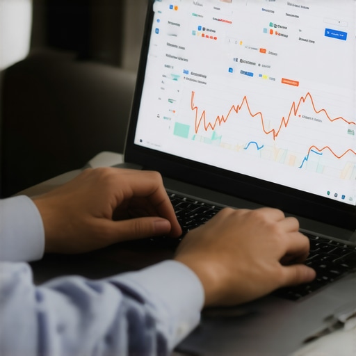 Person analyzing local SEO data on a laptop screen with maps and graphs