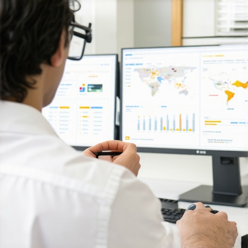 Business owner reviewing local SEO performance metrics on a computer.