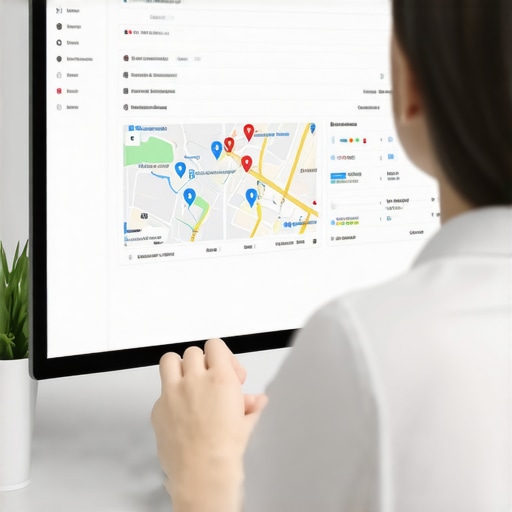 Person reviewing Google Maps and local SEO metrics on laptop.