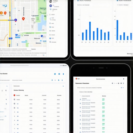 Close-up of digital screens showing analytics and performance metrics for local SEO.