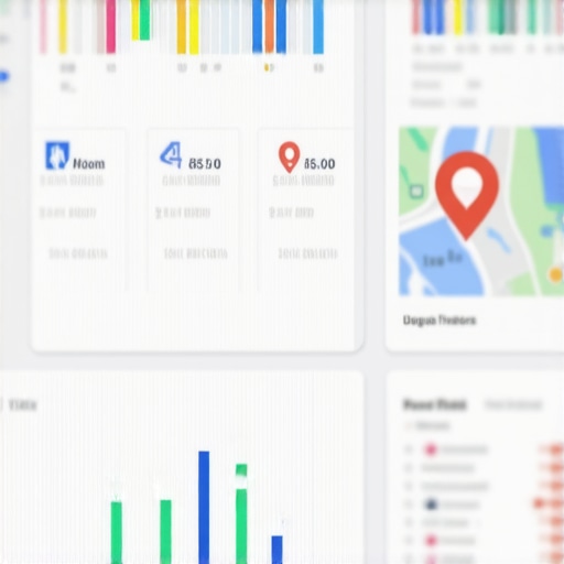 Local SEO Dashboard with Google Maps Metrics Screenshot of SEO tools tracking Google My Business rankings and local signals