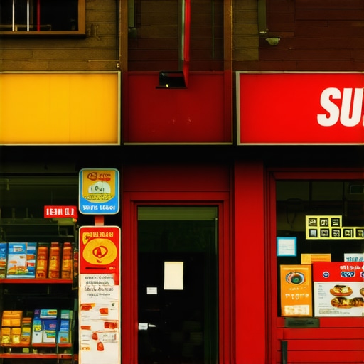 Colorful storefront of a local business on a busy street, attracting customers
